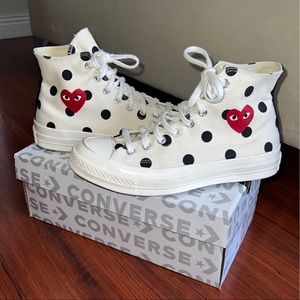 Comme des Garcons Converse Off White Polka Dot Shoes